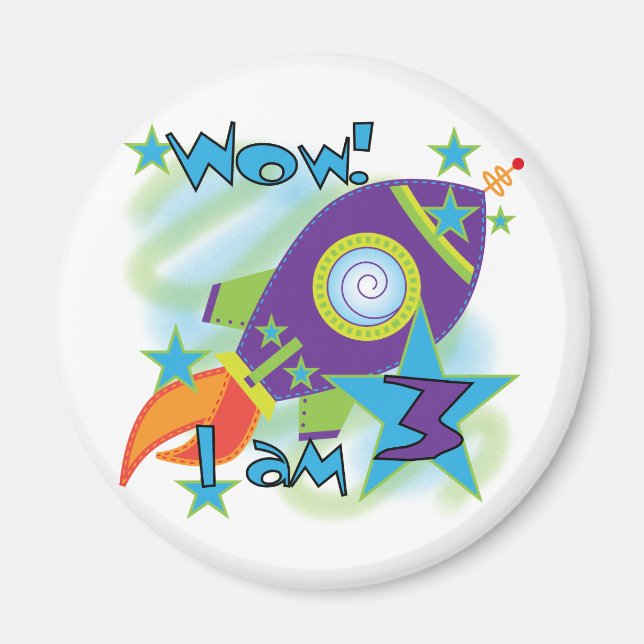 Imán Eco de cohetes camisetas de tercer cumpleaños y re (Frente)