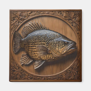 Imán Ecos del río: Impresión de madera de bacalao murra