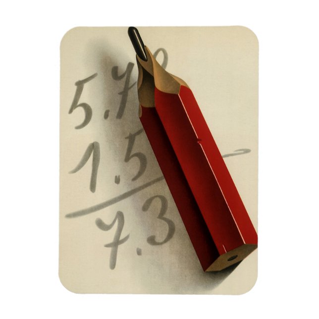 Imán Ecuación matemática con lápiz rojo, negocio vintag (Vertical)