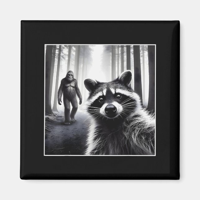 Imán Ed Raccoon Selfie With Sasquatch Bigfoot Funny Rac (Frente)