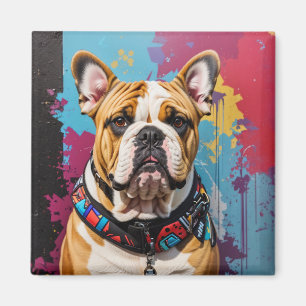 Imán Edgy Bulldog Grunge Fondo