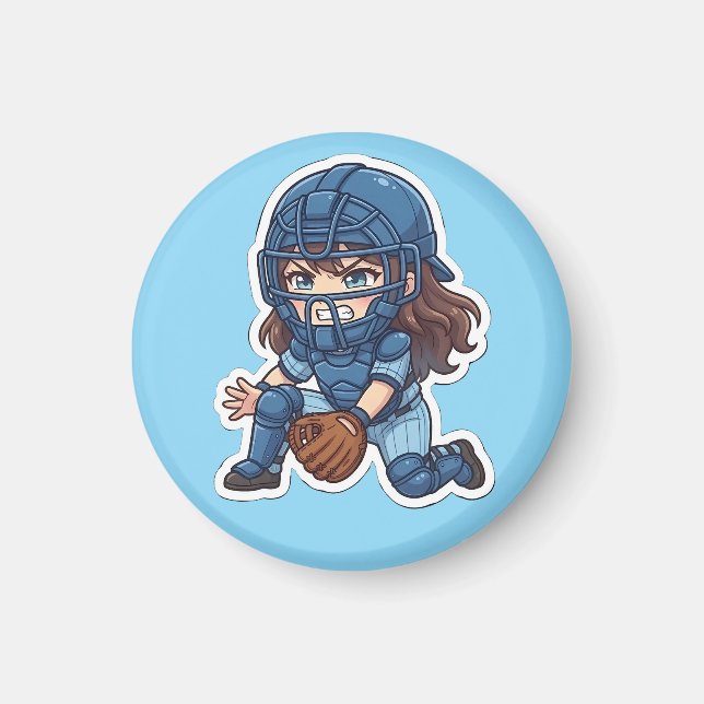 Imán Edición Chibi Baseball 2026 - Bloqueo del Receptor (Frente)