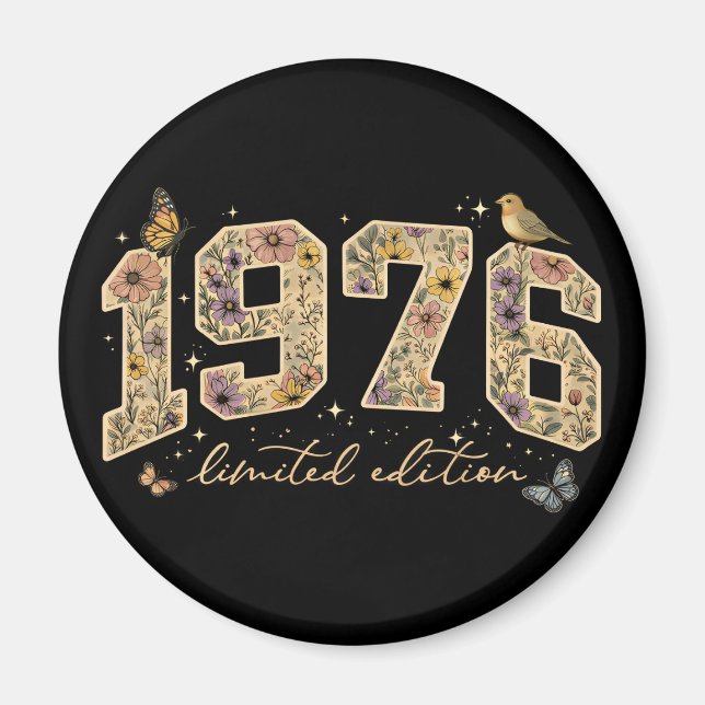 Imán Edición Limitada Cumpleaños 50 Floral 1976 (Frente)