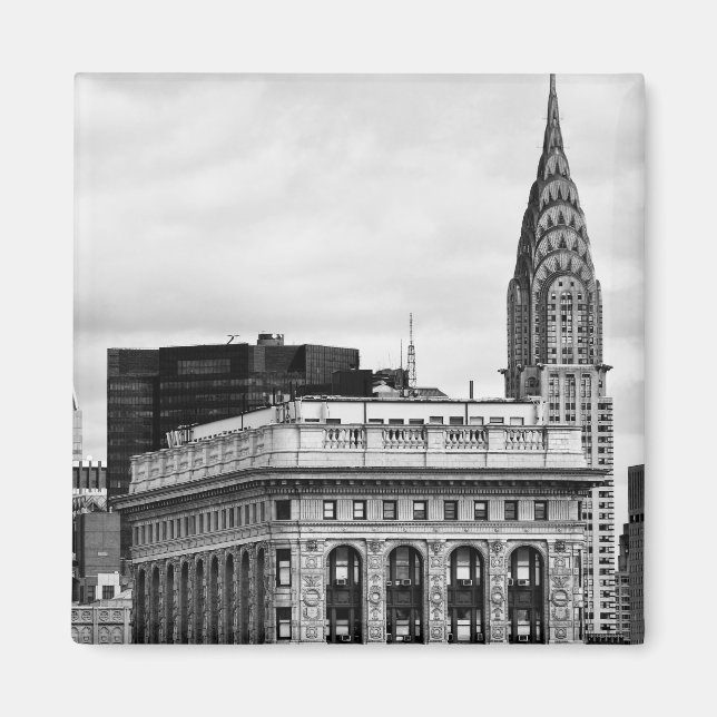 Imán Edificio Chrysler, Flatiron, Clouds B&W (Frente)