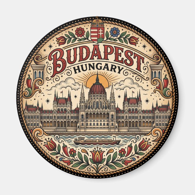 Imán Edificio del Parlamento de Budapest Hungría (Frente)