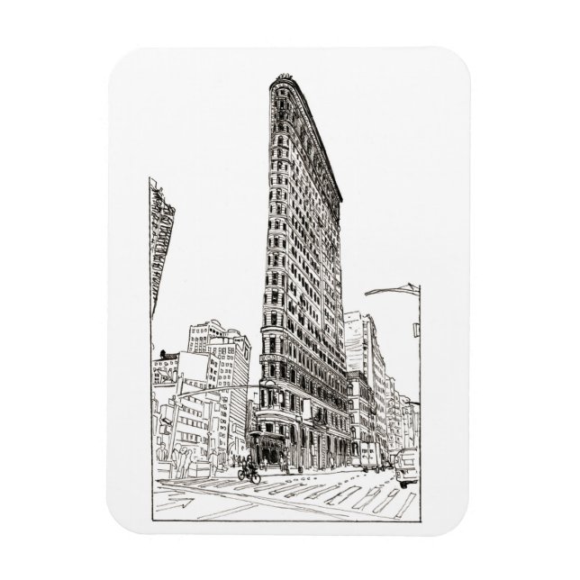 Imán Edificio Flatiron Ilustracion de la ciudad de Nuev (Vertical)