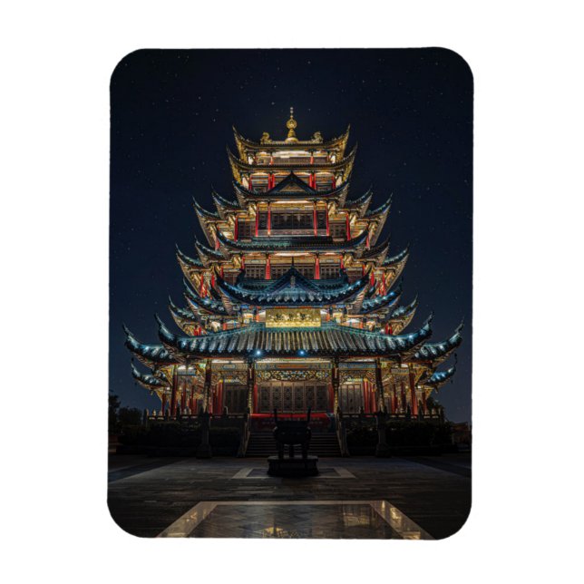 Imán Edificio japonés tradicional ilumina el cielo noct (Vertical)