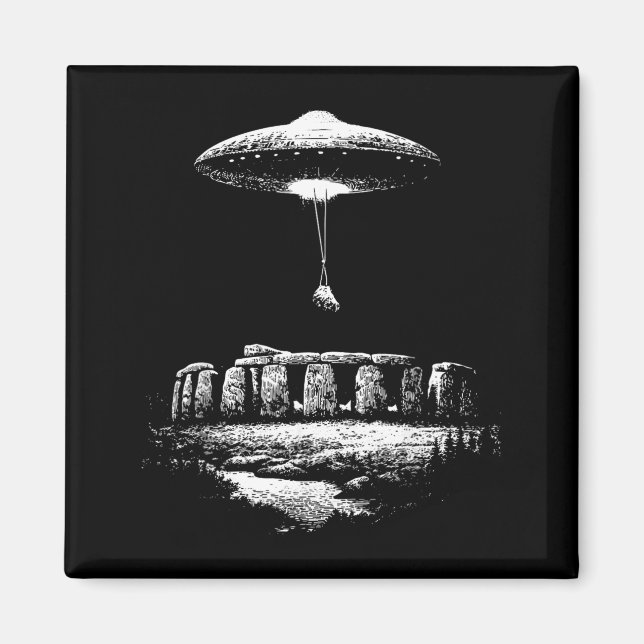 Imán Edificio Ovni Stonehenge Teoría Alien Sci Fi Diver (Frente)