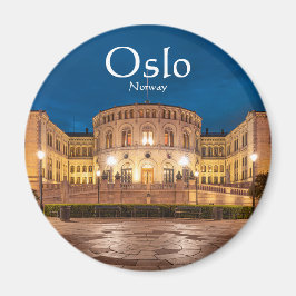 Imán Edificio Storting de Noruega en Oslo de noche