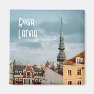 Imán Edificios históricos en la antigua Riga, Letonia v