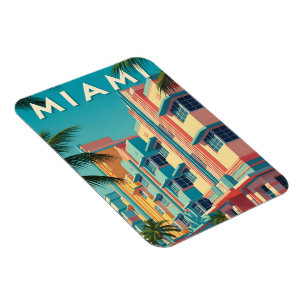 Imán Edificios vibrantes de Miami con palmeras