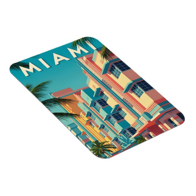 Imán Edificios vibrantes de Miami con palmeras (Lado Derecho)