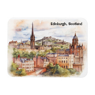 Imán Edimburgo Escocia Vista de la Ciudad Aquarela Viaj