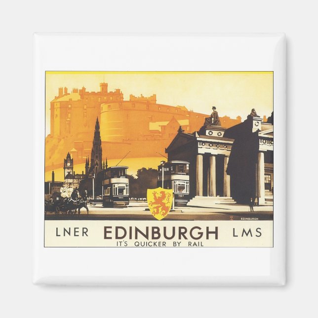 Imán Edinburgh Vintage Travel Poster (Frente)