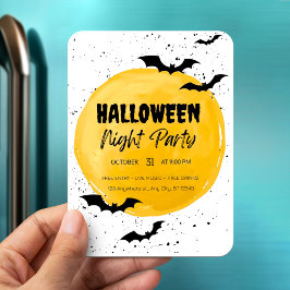 Imán Editable Halloween Party invitation Black Bats