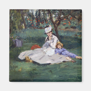 Imán Edouard Manet - La familia Monet en su jardín
