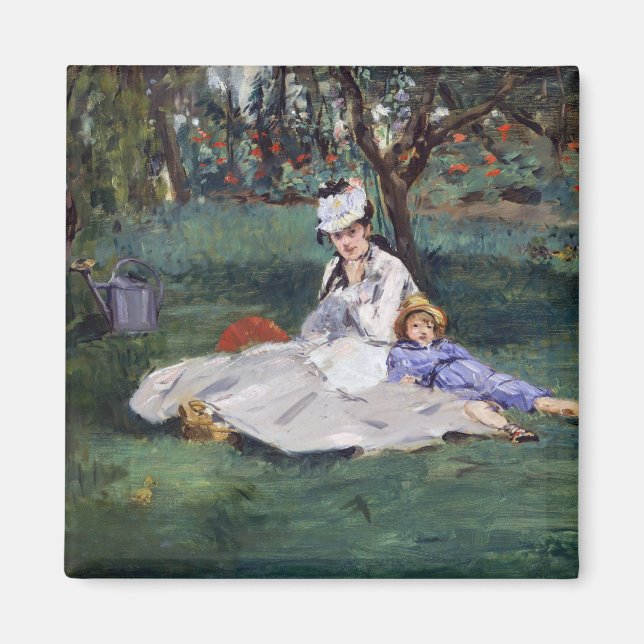 Imán Edouard Manet - La familia Monet en su jardín (Frente)
