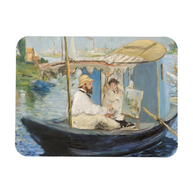 Imán Edouard Manet - Pintura de Monet en su barco de es (Horizontal)