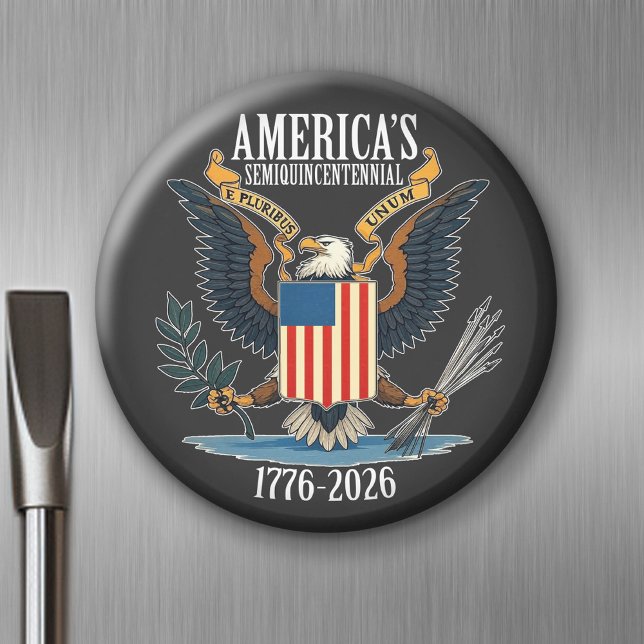 Imán EE.UU. 250 - 1776-2026 - Escudo de armas de águila (USA 250 - Celebrate America - American Revolution 250 Magnet)