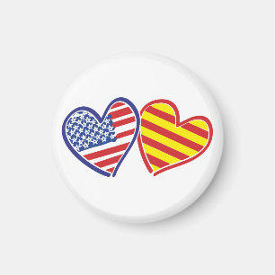 Imán EE.UU. Catalonia Patriotic Love Hearts