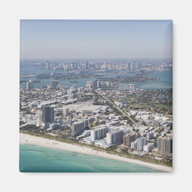 Imán EE.UU., Florida, Miami, Cityscape con playa 3 (Frente)