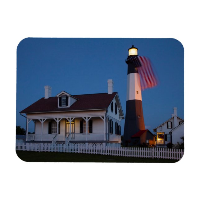 Imán EE.UU., Georgia, isla Tybee, bandera ondeando (Horizontal)