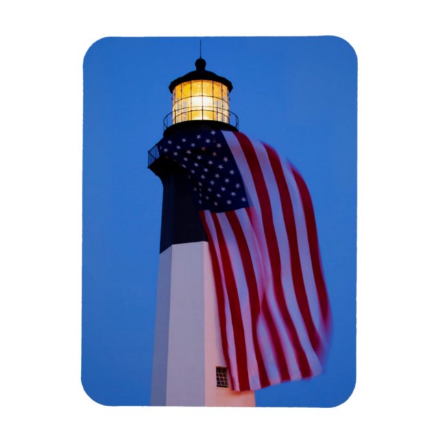 Imán EE. UU., Georgia, Isla Tybee, Bandera ondeando 2 (Vertical)
