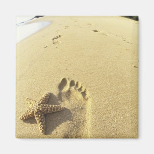 Imán EE. UU., Hawái, Maui, Makena Beach, Huella y