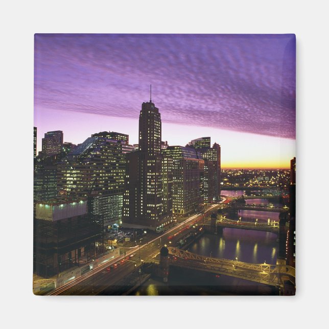 Imán EE.UU., IL, Chicago. Esquina de Chicago y río (Frente)