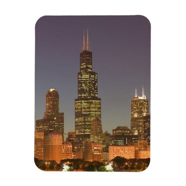 Imán EE. UU., Illinois, Chicago: horizonte de la ciudad (Vertical)