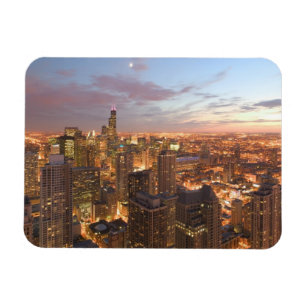 Imán EE.UU., Illinois, Chicago: Vista nocturna del bucl