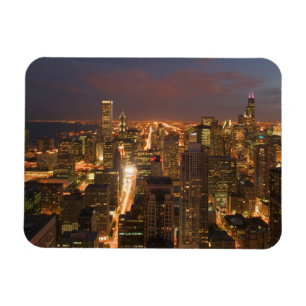 Imán EE.UU., Illinois, Chicago: Vista nocturna del bucl