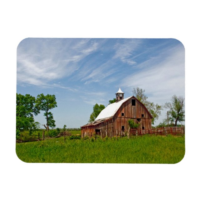 Imán EE. UU., Kansas. Viejo granero rojo (Horizontal)