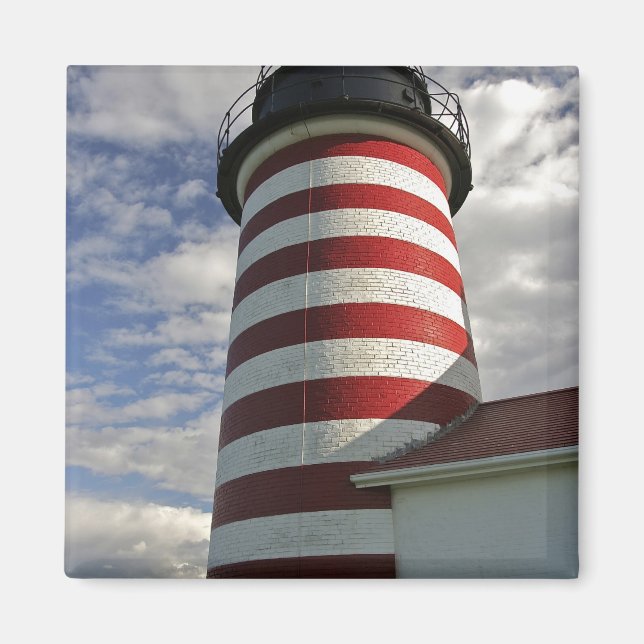 Imán EE. UU., Maine, Lubec. Faro de West Quoddy Head (Frente)