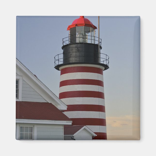 Imán EE.UU., Maine, Lubec. Faro West Quoddy Head, (Frente)