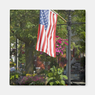 Imán EE. UU., Nueva York, Lewiston. Bandera estadounide
