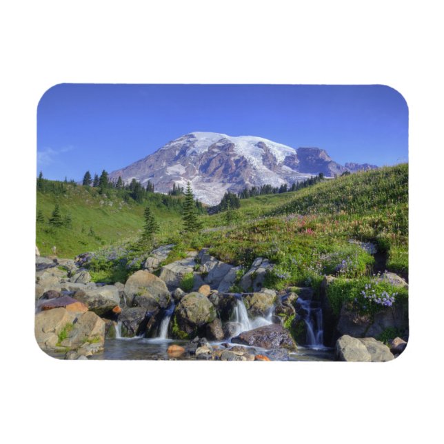 Imán EE. UU., Washington, Mt. Rainier NP, Mt. Rainier y (Horizontal)