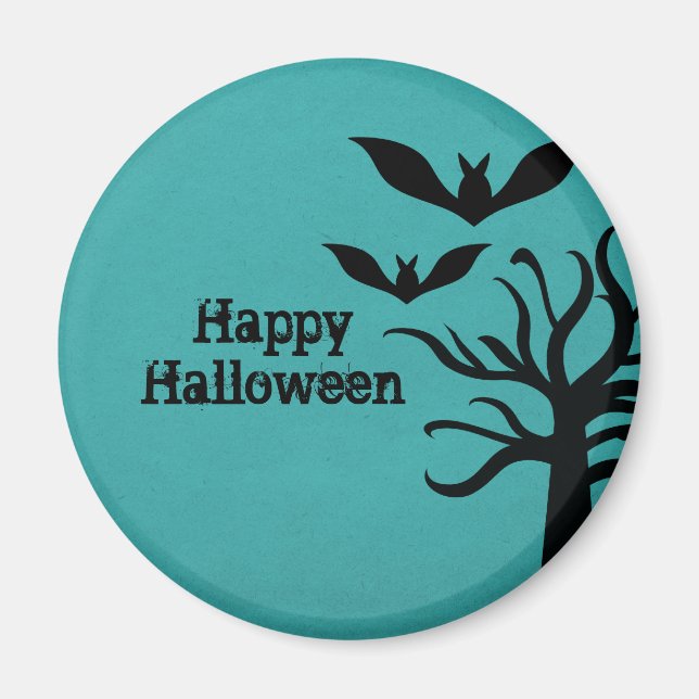 Imán Eerie Bats Halloween Magnet, Aqua (Frente)