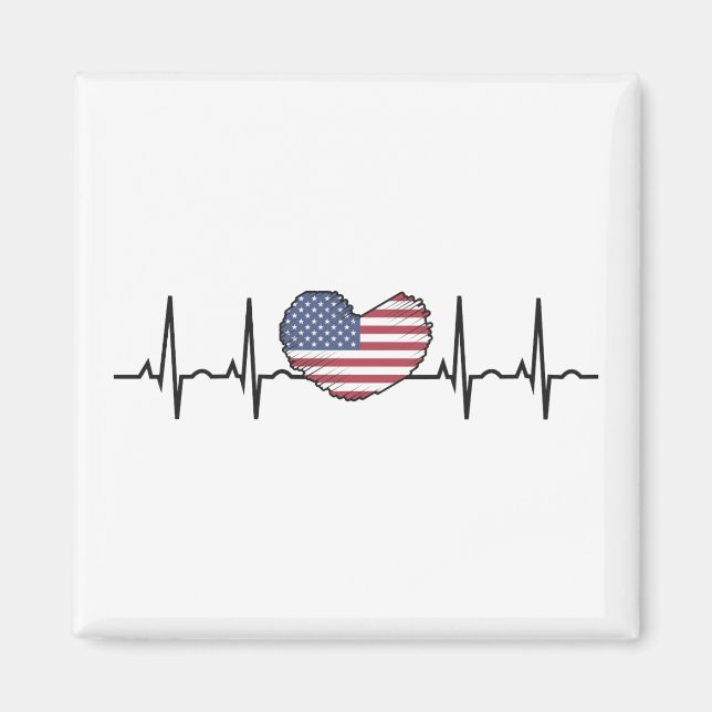 Imán EEUU Flag Hearbeat ECG Electrocardiografía (Frente)