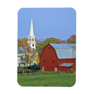 Imán EEUU, Vermont, Peacham. Un granero rojo y blanco