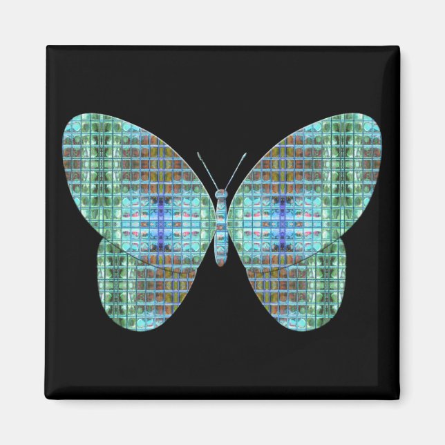 Imán Efecto de vidrio de mariposa joyada (Frente)