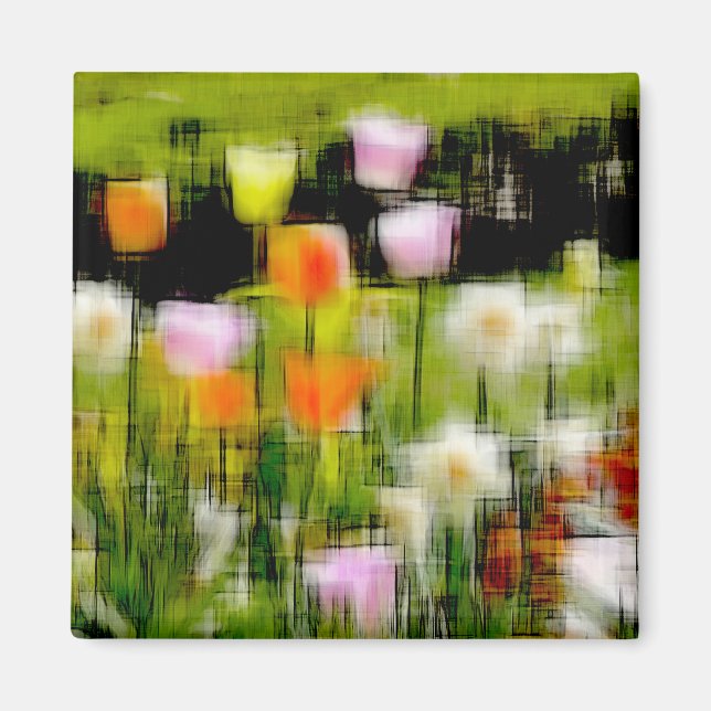 Imán Efecto digital de tulipanes de estilo "impresión" (Frente)