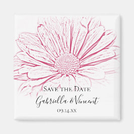 Imán Efecto margarita rosada Boda floral Guardar la fec