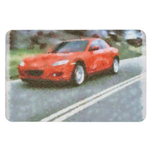 Imán Efecto rojo de la acuarela del coche