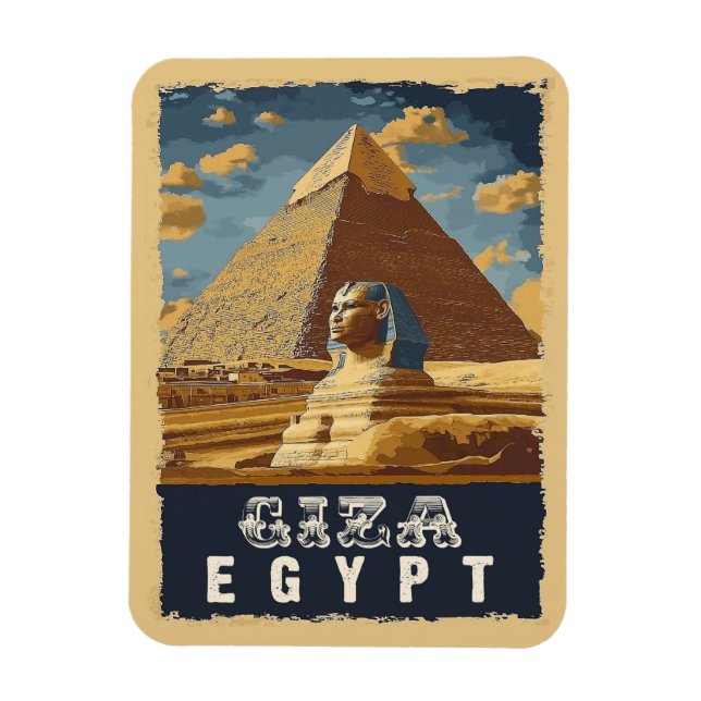Imán Egipcio vintage: Gran Pirámide de Giza Travel (Vertical)