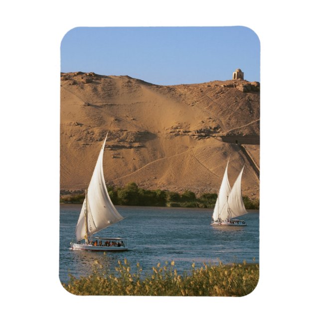 Imán Egipto, Asuán, Río Nilo, veleros Felucca, (Vertical)