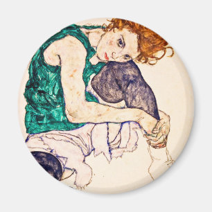 Imán Egon Schiele - mujer asentada con las piernas