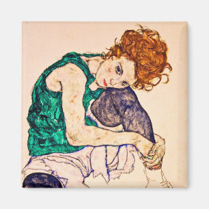 Imán Egon Schiele - Mujer sentada con piernas dispuesta