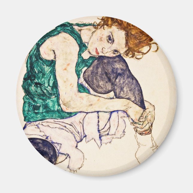 Imán Egon Schiele - Mujer sentada con piernas dispuesta (Frente)
