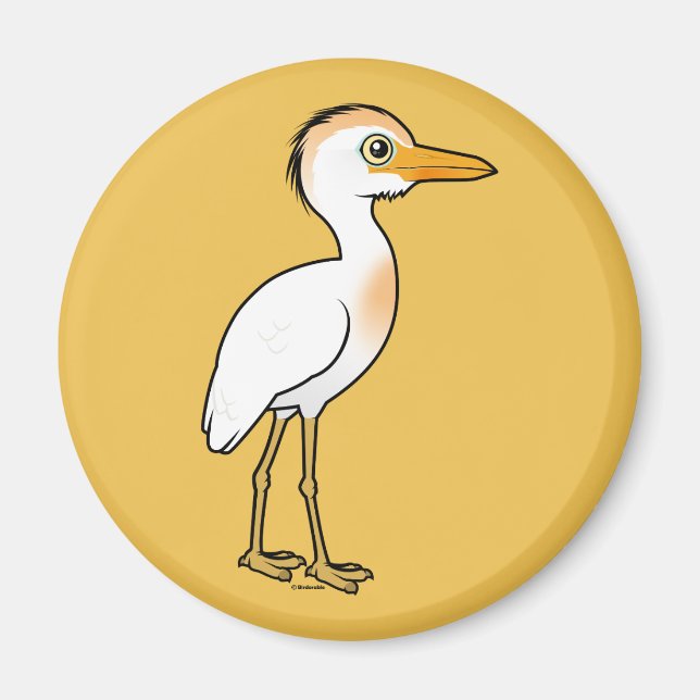 Imán Egret de ganado Birdorable (Frente)
